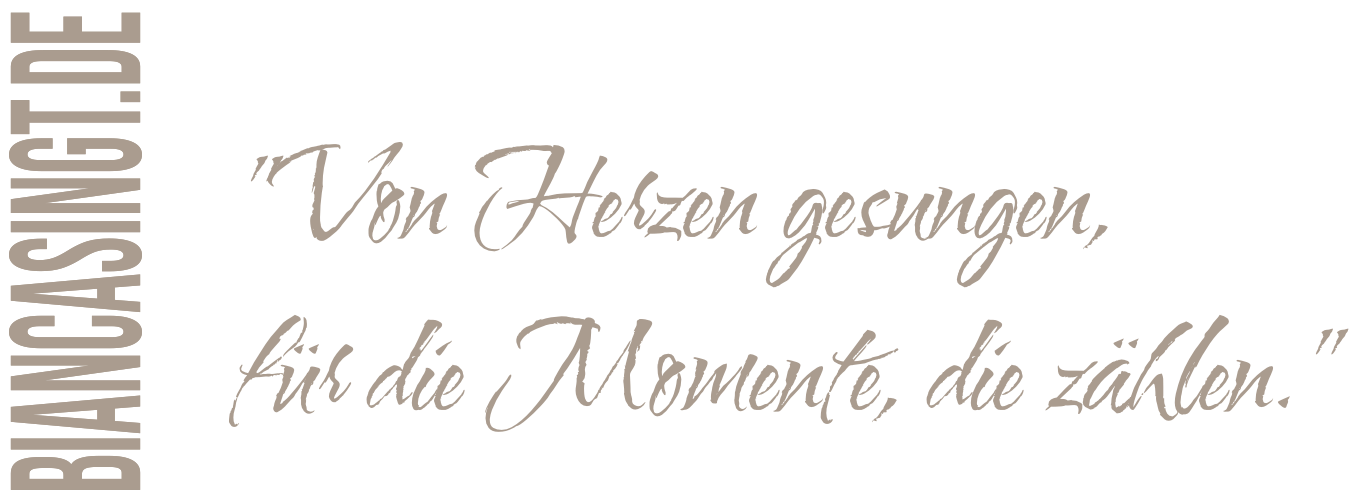 Werbebild. Sängerin Bianca. "Von Herzen gesungen, für die Momente, die zählen."